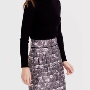 J. Crew Owl Print Mini Skirt With Pockets Black